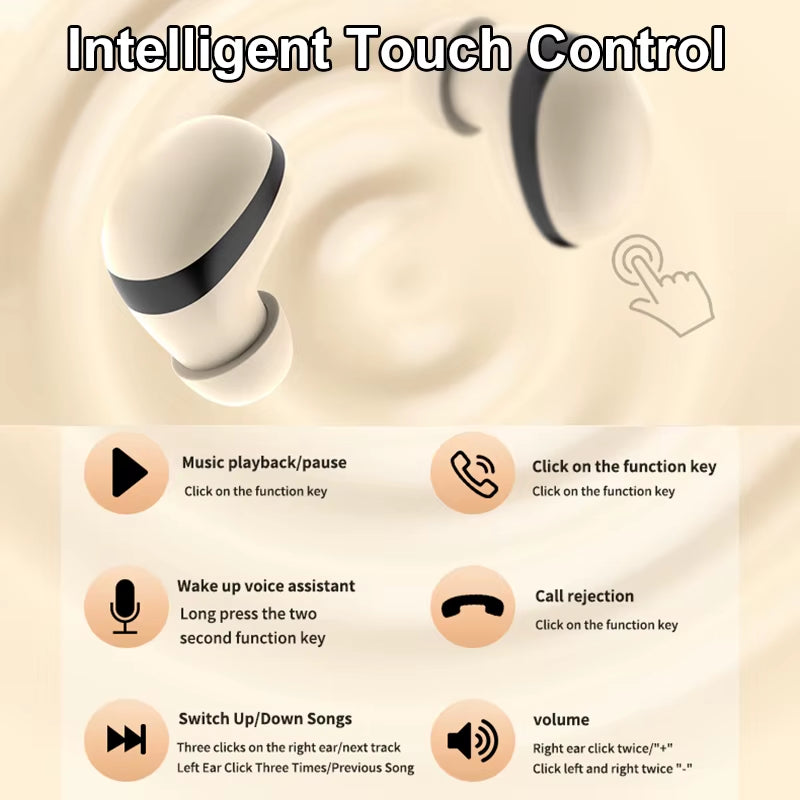 Mini Sleep Invisible Earbuds Tiny Headphones Hidden Noise Reduction TWS Wireless Headsets Sports Stereo Bluetooth 5.3 Earphones